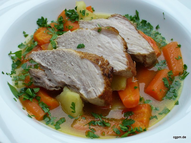 Kalbstafelspitz, mit glasierten Karotten