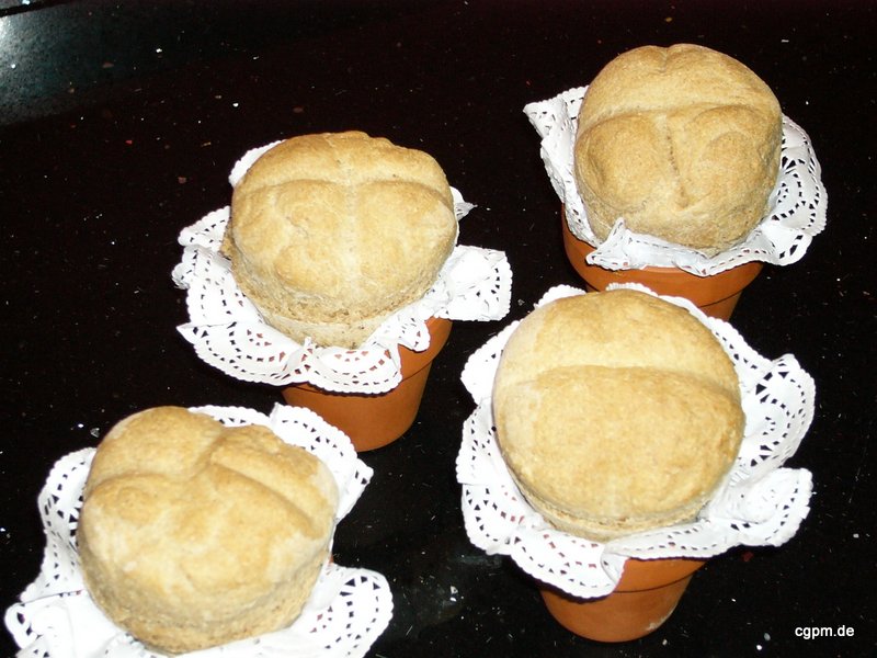 Brötchen im Blumentopf