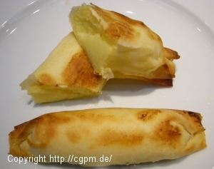Kartoffelpüree im Strudelblatt