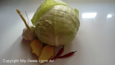 Weißkohlgemüse mit Ingwer und Chili