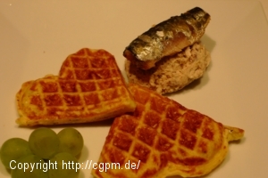 Ölsardinen-Nocken mit Kräuterwaffeln 